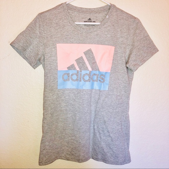 adidas Tops - ADIDAS Moto block logo grey tee shirt small NWOT